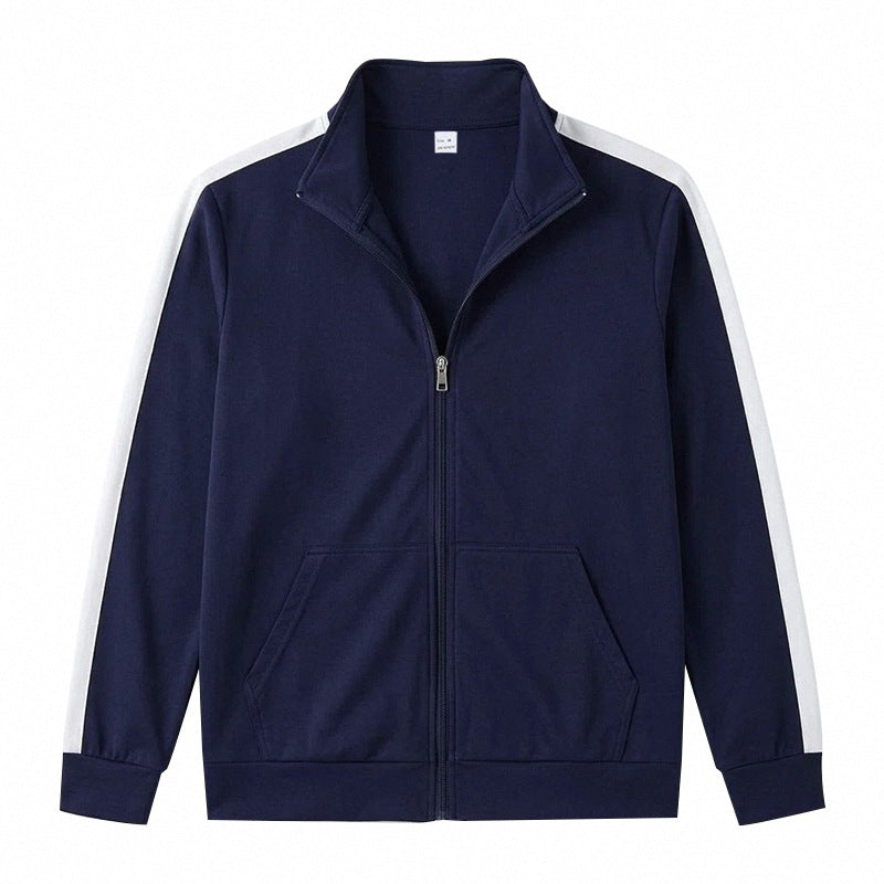 Hommes Relaxed-fit Sporty Minimalist Zip-up Stand-collar Veste