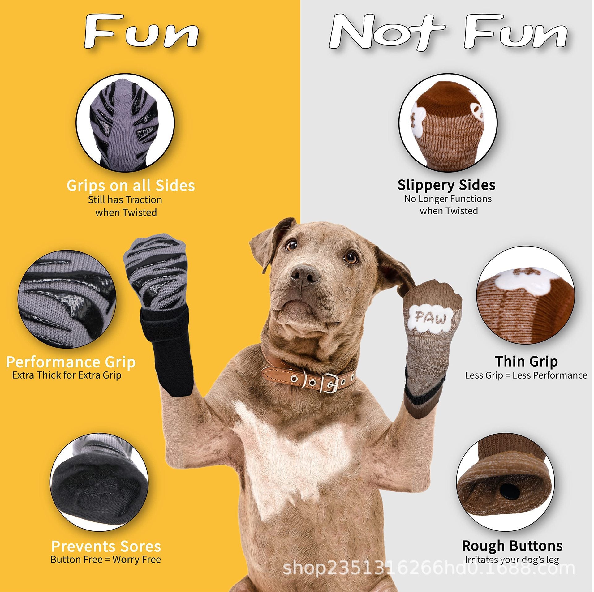 Chaussettes de chien antidérapantes et réchauffeurs de jambes pour Bulldogs français moyens à grands