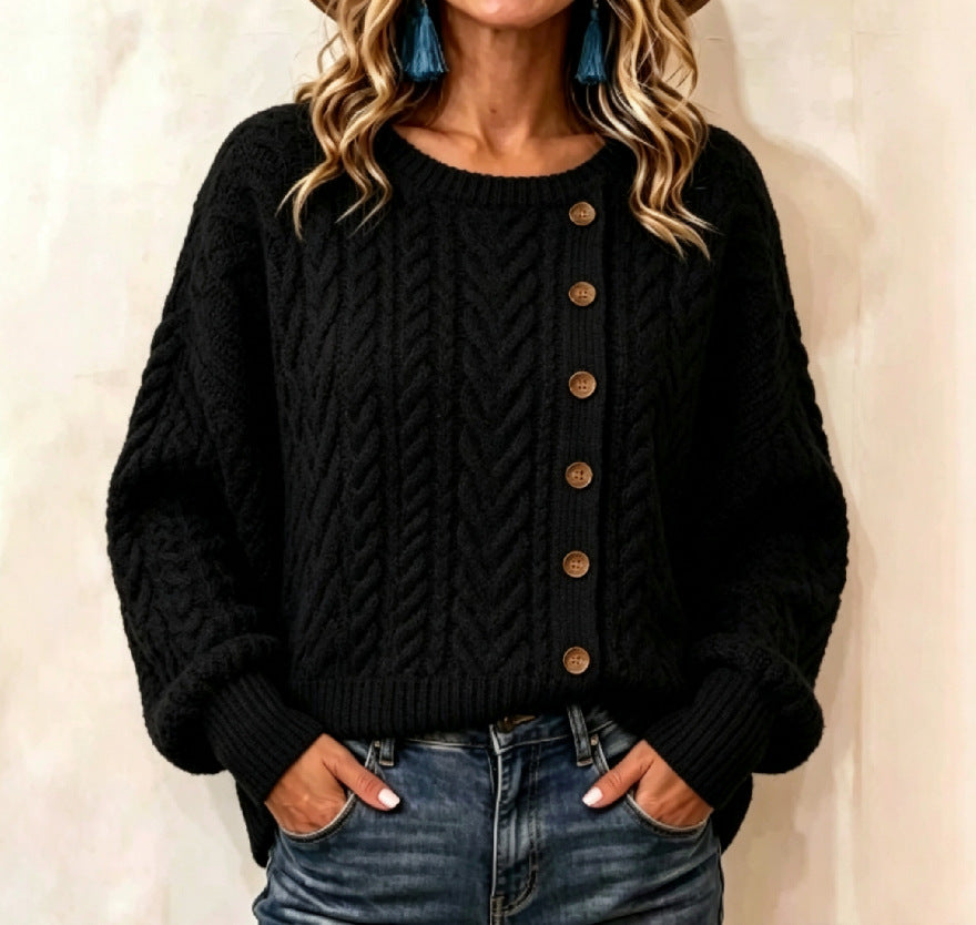 T-shirt à manches longues avec boutons pour femmes