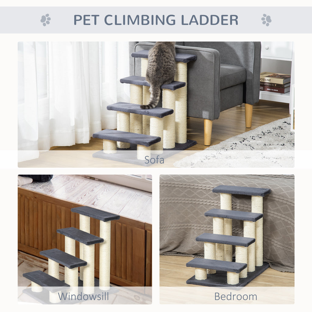 Arbre de chat avec 4 étapes pour les lits hauts avec poste de scratching sisal