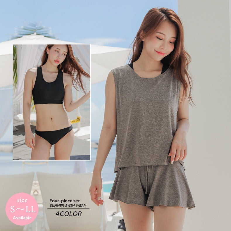 Maillot de bain de plage Ensemble de quatre pièces Maillot de bain
