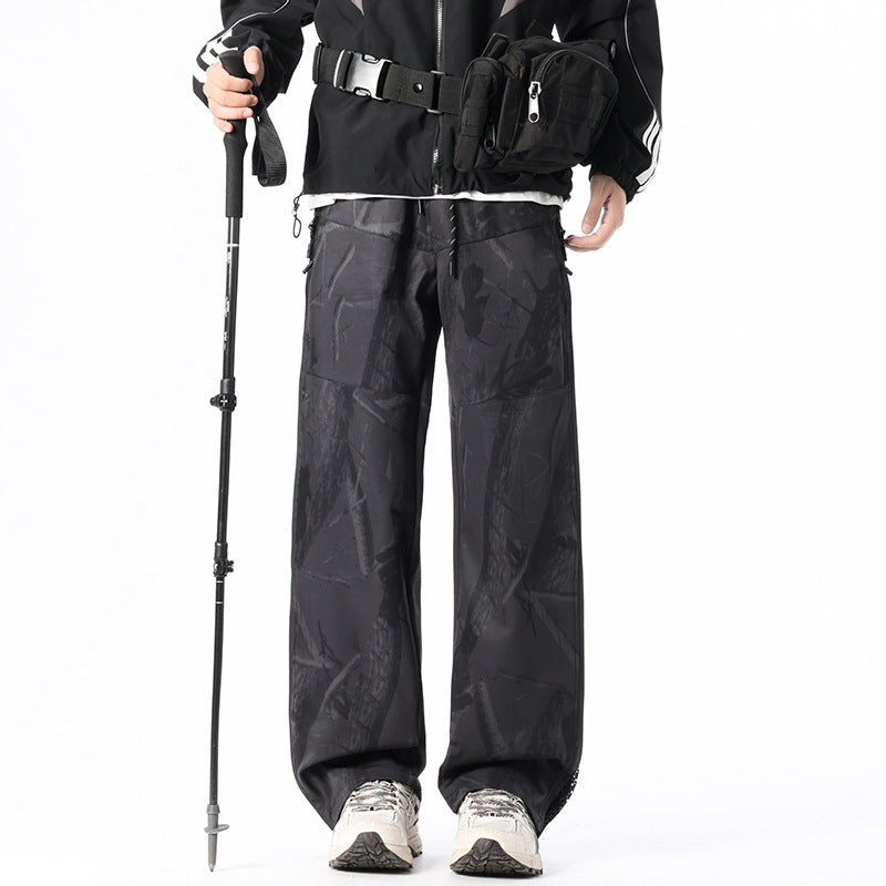 Pantalon en coque souple style américain avec fermeture zippée