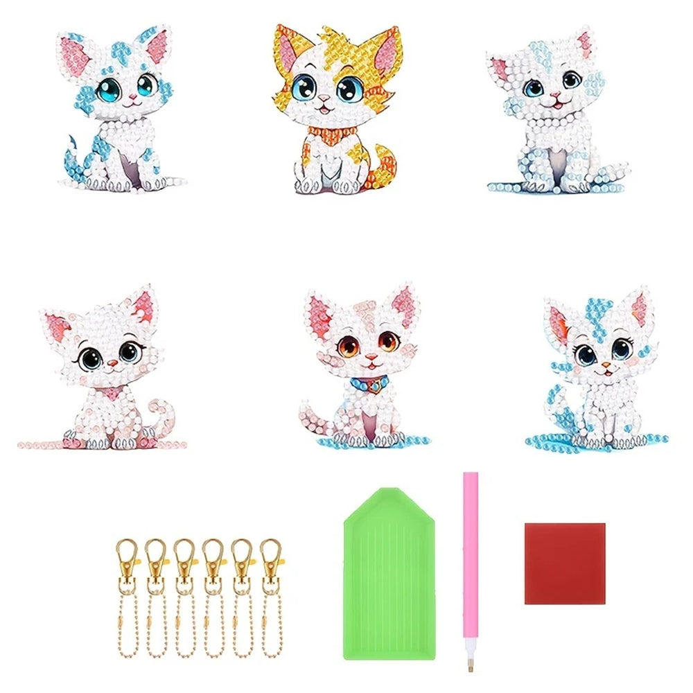 Porte-clés de peinture diamant bricolage - Motif animal