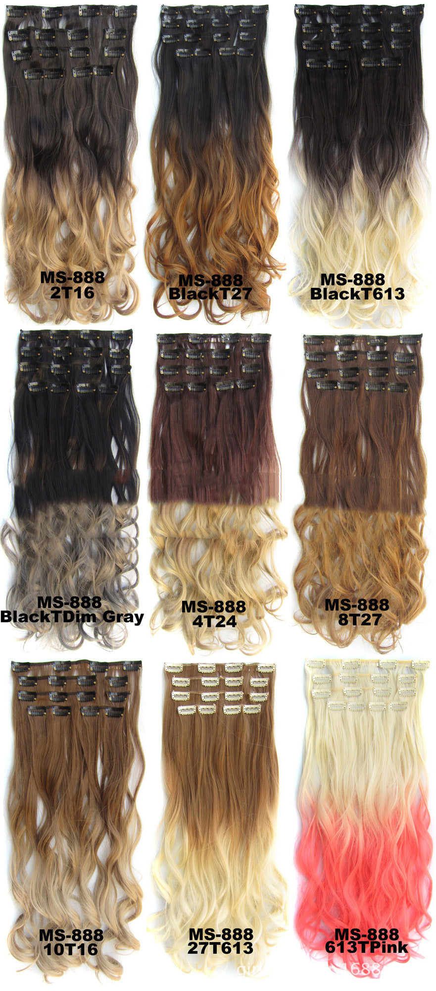 Fibre chimique haute température Teinture de soie Gradient 7-pièces ensemble de rouleaux de clip
