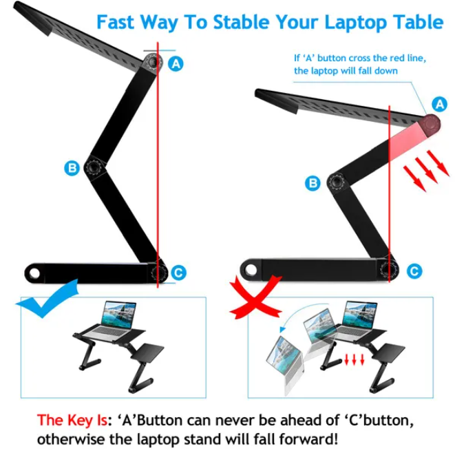 Bureau d'ordinateur portable pliable avec panneau de souris et plateau en alliage d'aluminium