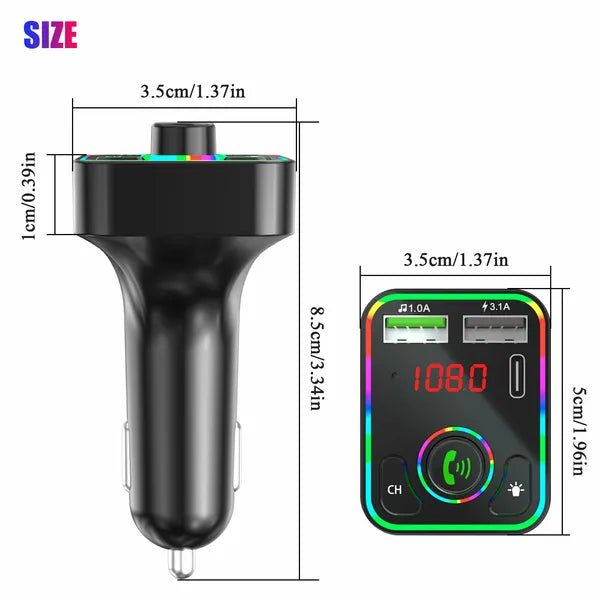 2 Pcs sans fil voiture FM émetteur Mini écran LED MP3 Bluetooth 5.0 Adaptateur PD rapide
