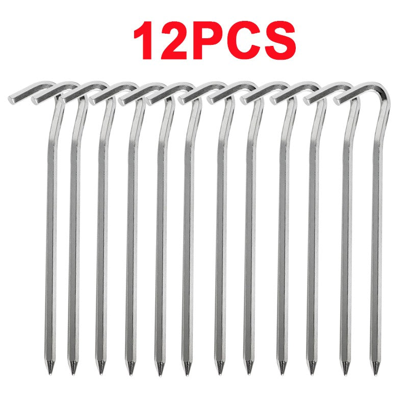12 24Pcs 6mm X 180mm Tent Pegs Aluminium métal Stakes poids lourds Camping extérieur.