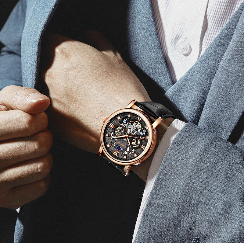 Montre en cuir lumineux Casual Business pour hommes