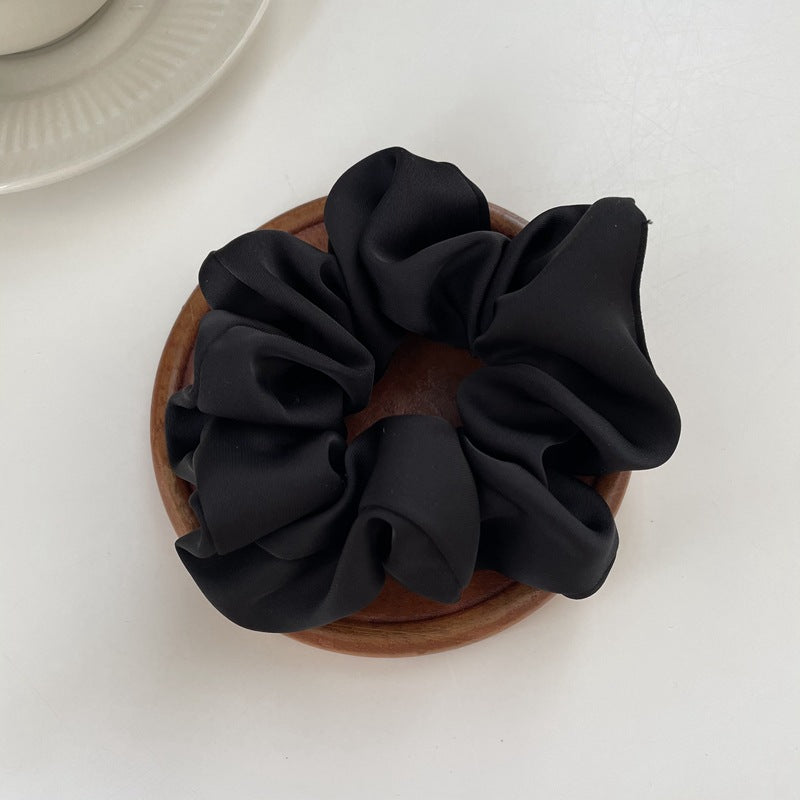 Crème Texture Silky Satin French Black Large Intestine Hair Ring