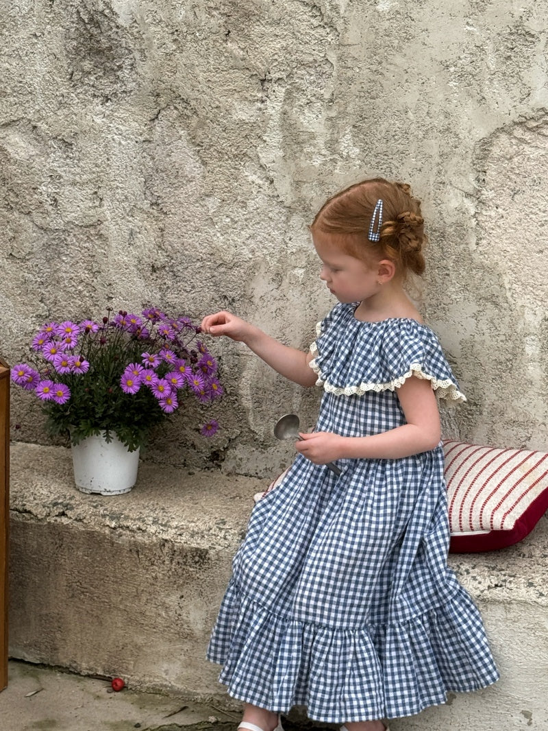 Robe de coton à cou large d'été pour filles