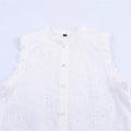Mode femme Casual sans manches Col rond Hollow-out Brodé Top