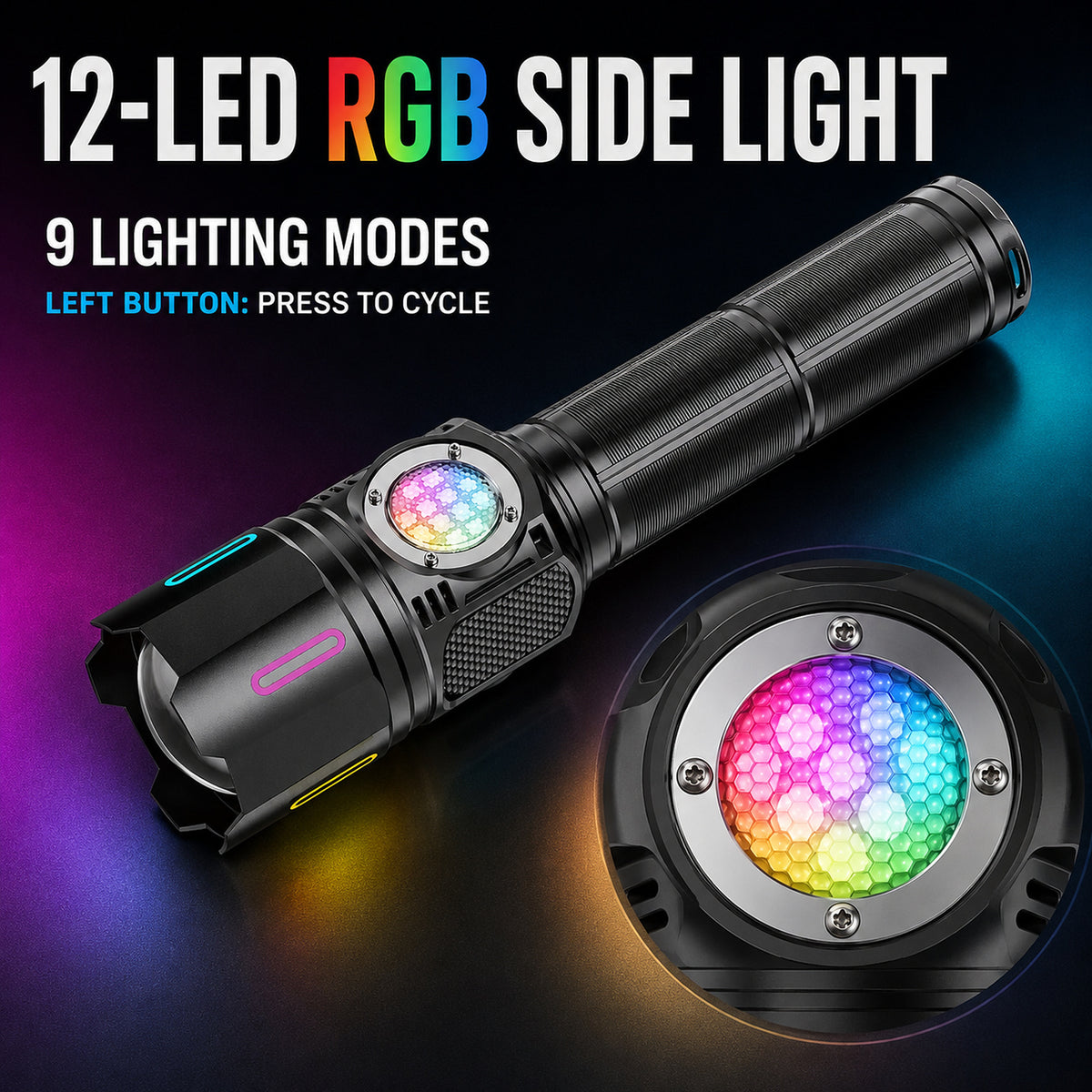 Laser blanc rechargeable affichage de batterie zoomable LED lampe de poche W5253A noir 2000LM Pour C