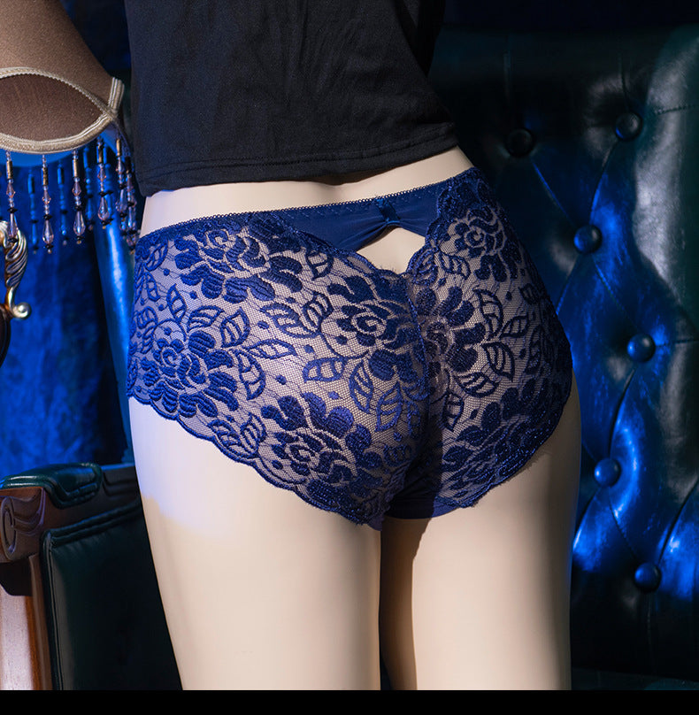 Sous-vêtements en dentelle Retour Bow Hollow Design Sexy Oily Oeuf Mold Bag Short triangle physiologique