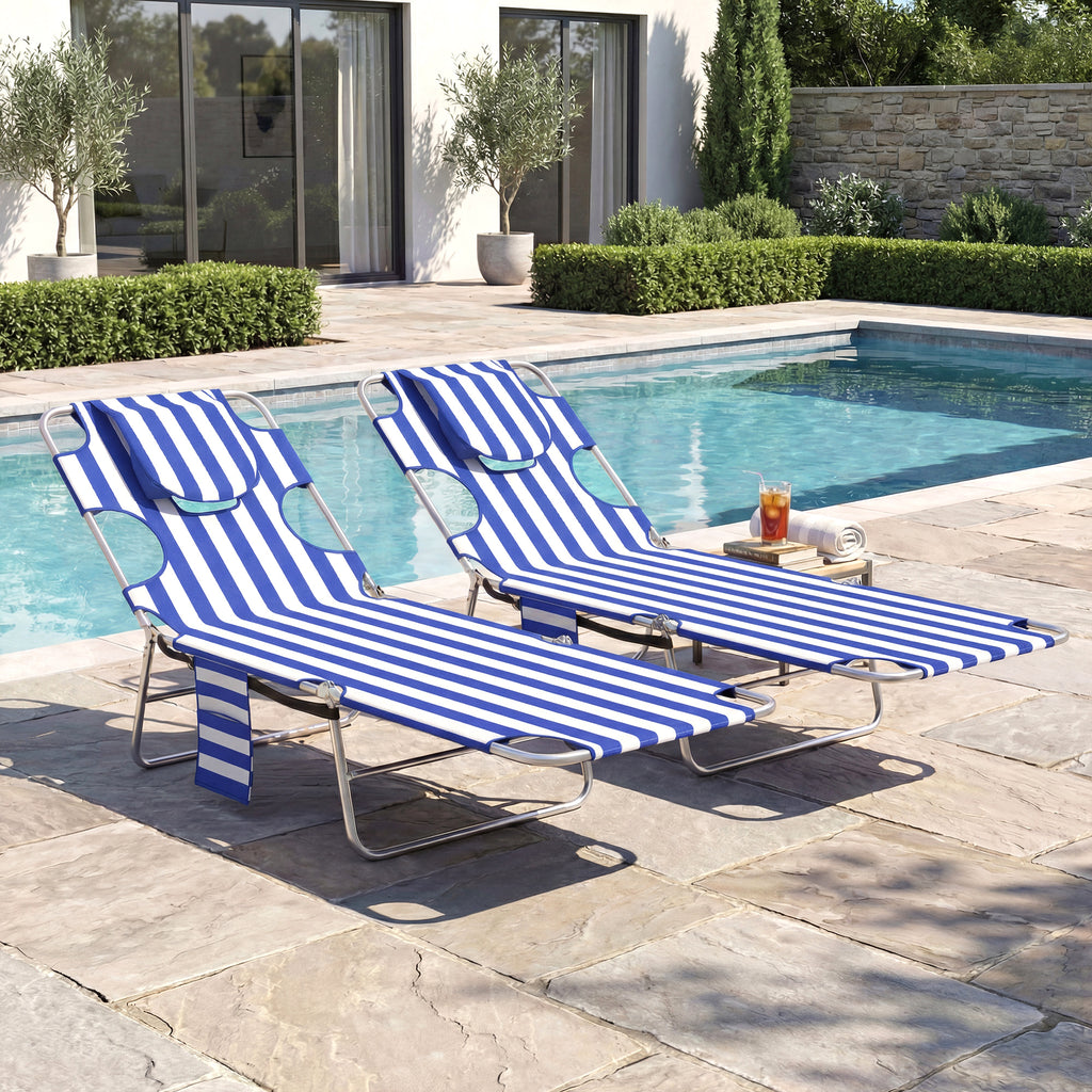 2 chaises de tannage avec trou de taille