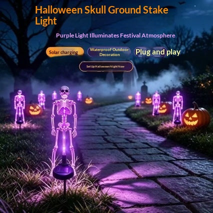 Lampe au sol solaire pour le crâne d'Halloween