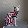 Sphynx Chemise sans manches de printemps de chat rouge et blanc rayé vêtements de mode pour les chats sans cheveux
