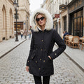 Manteau de coton mi-long, épais et chaud pour femmes