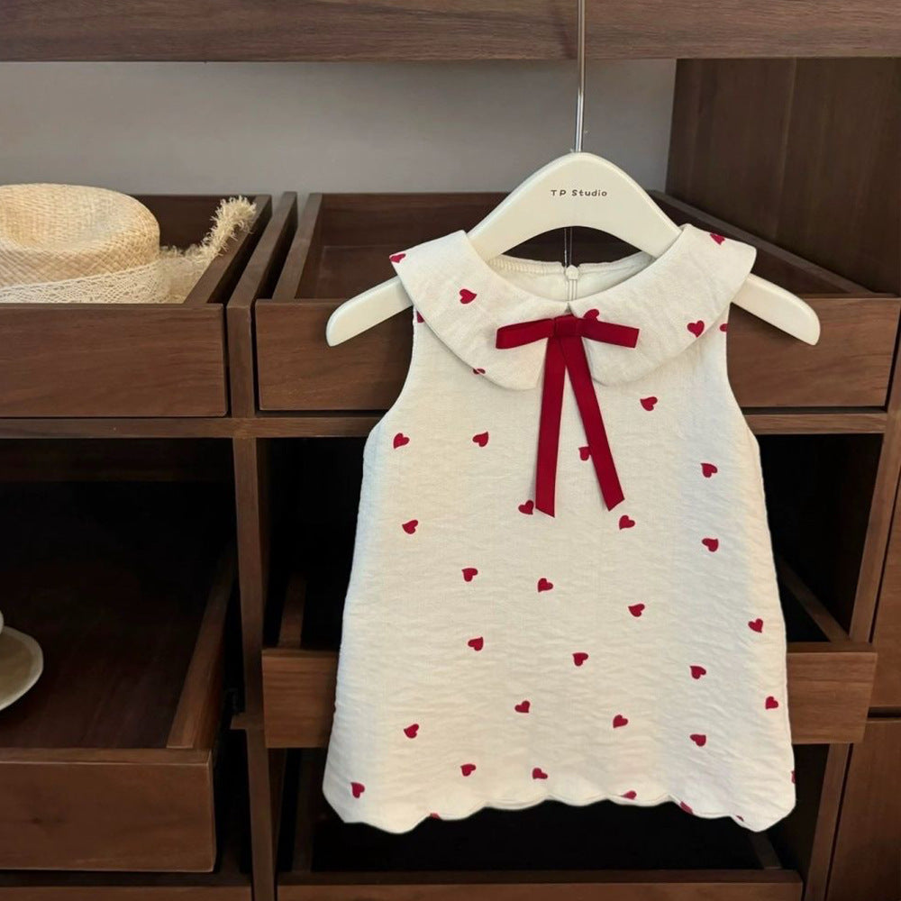 Enfants Princesse Robe Bébé Filles Empreinte du coeur Robe Une pièce