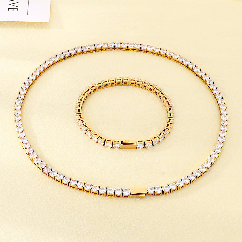 Chaîne de tennis en acier inoxydable sertie de diamants