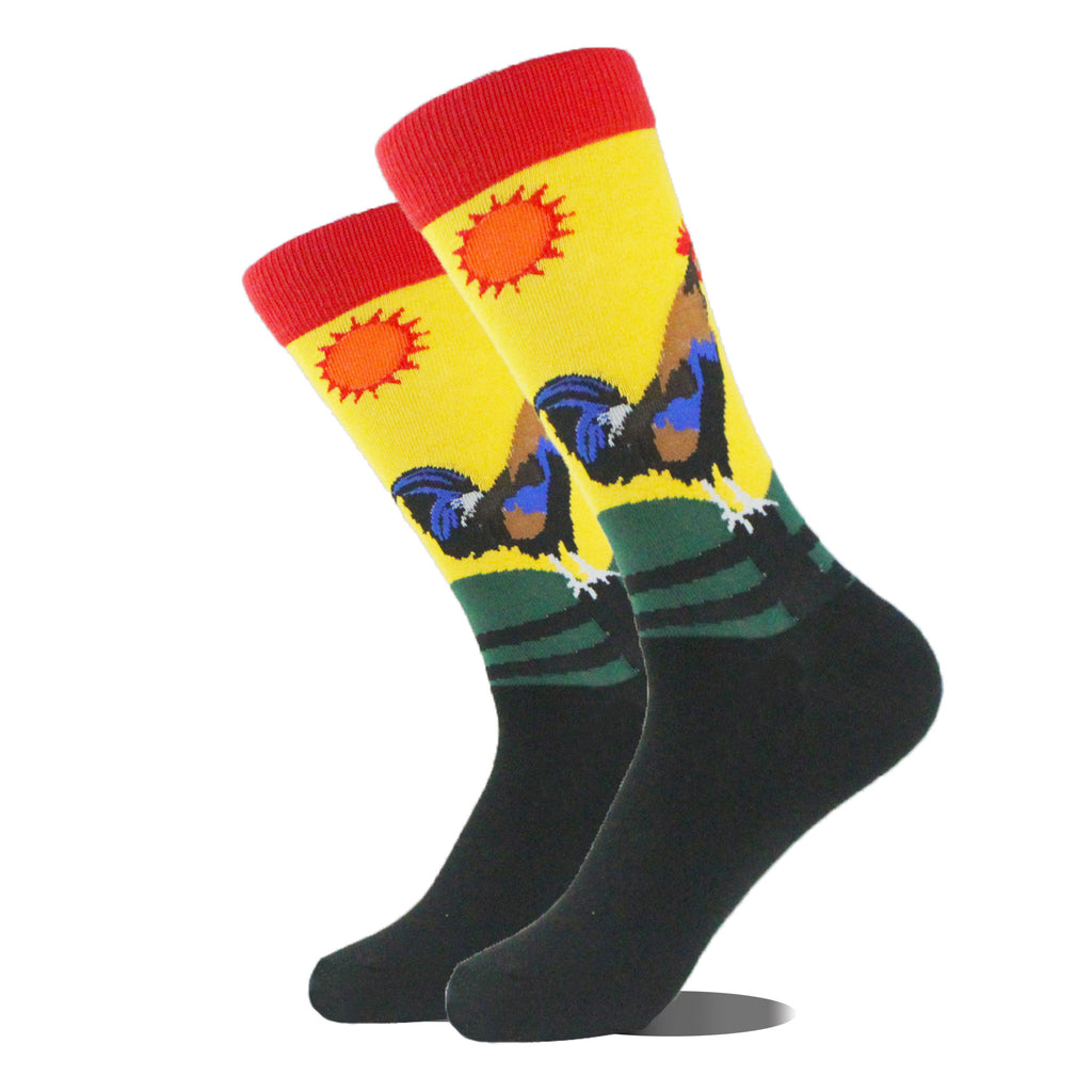 Peinture à l'huile rétro cartoon animal homme Chaussettes mi-calf