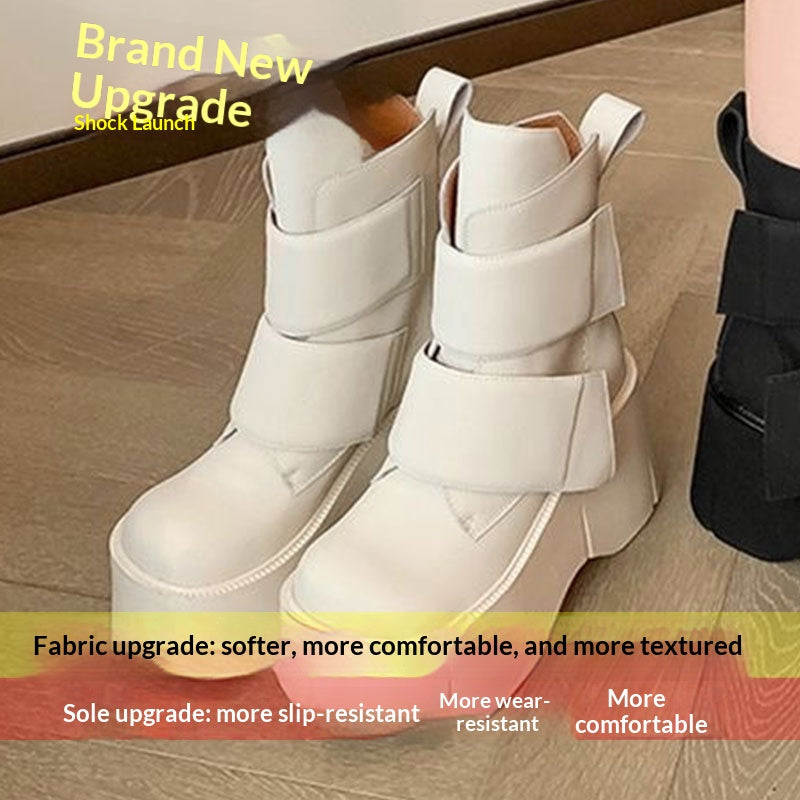 Bottes de velcro de style préppy pour femmes
