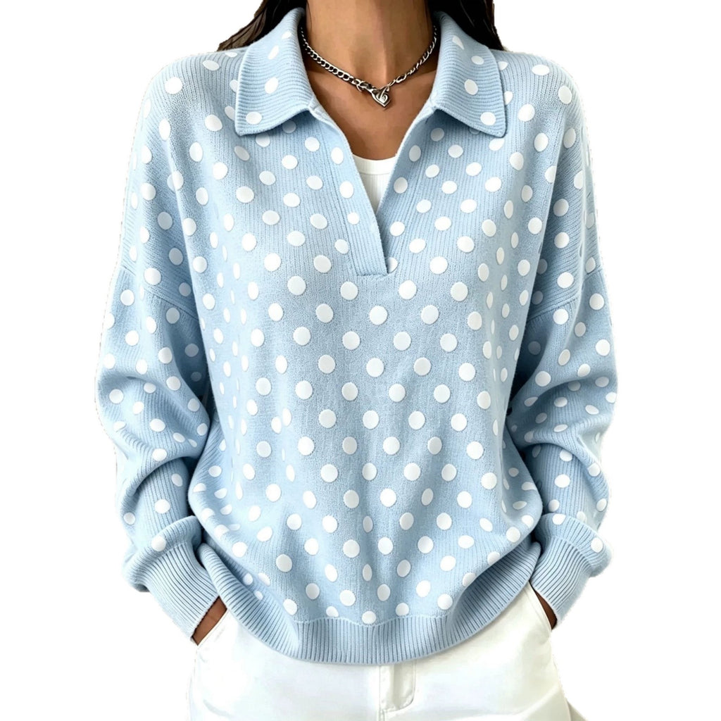 Pull à manches longues encolure en maille avec impression numérique