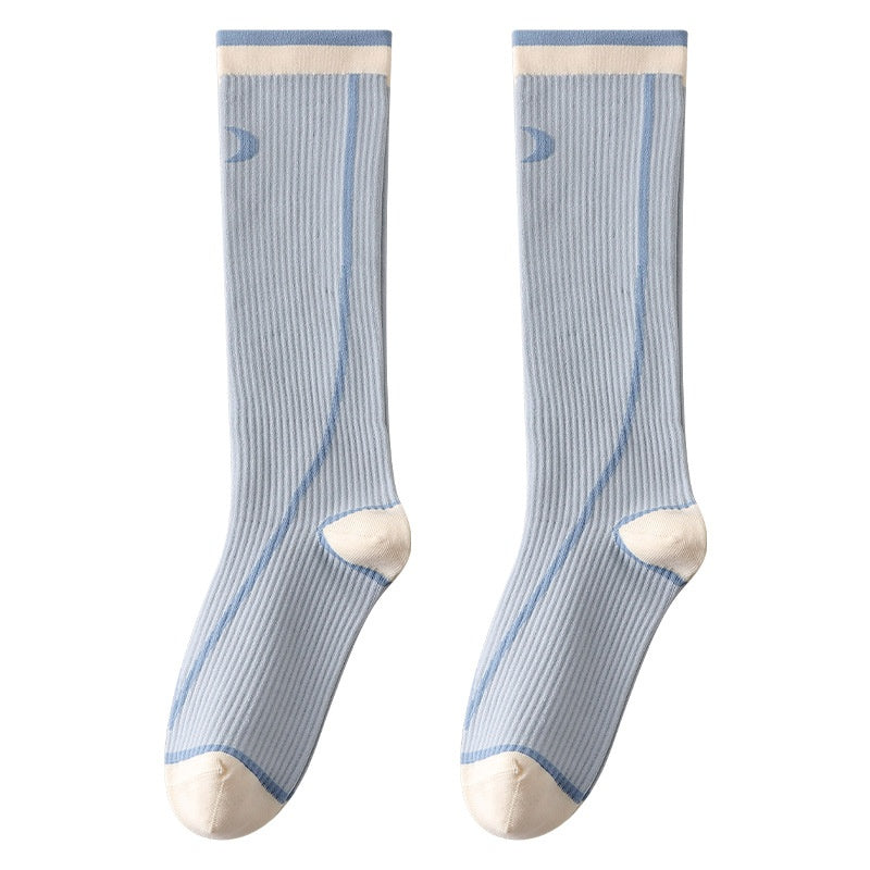 Chaussettes de calf à compression progressive pour femmes avec bandes de blocs de couleur