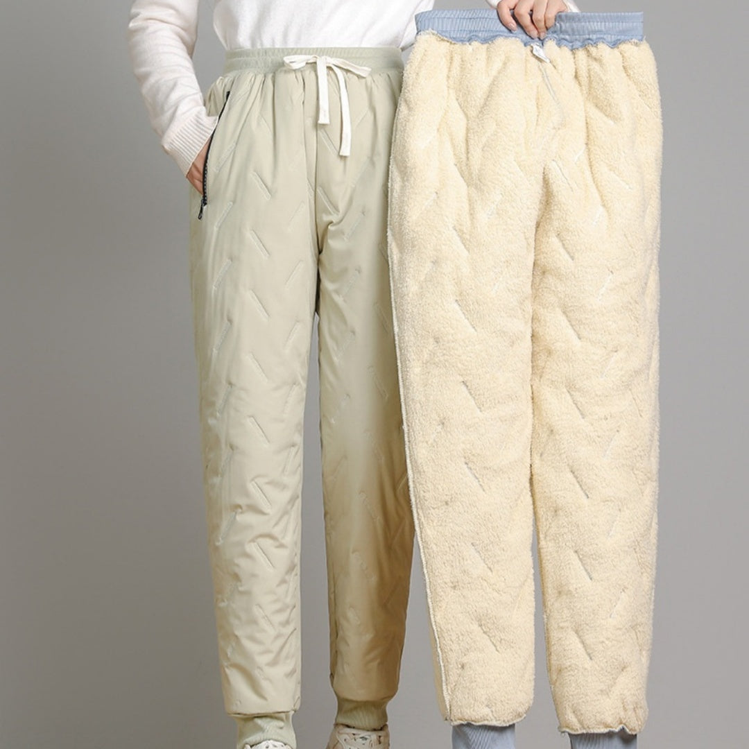 Pantalons de coton doublés de peau de mouton et d'eau froide