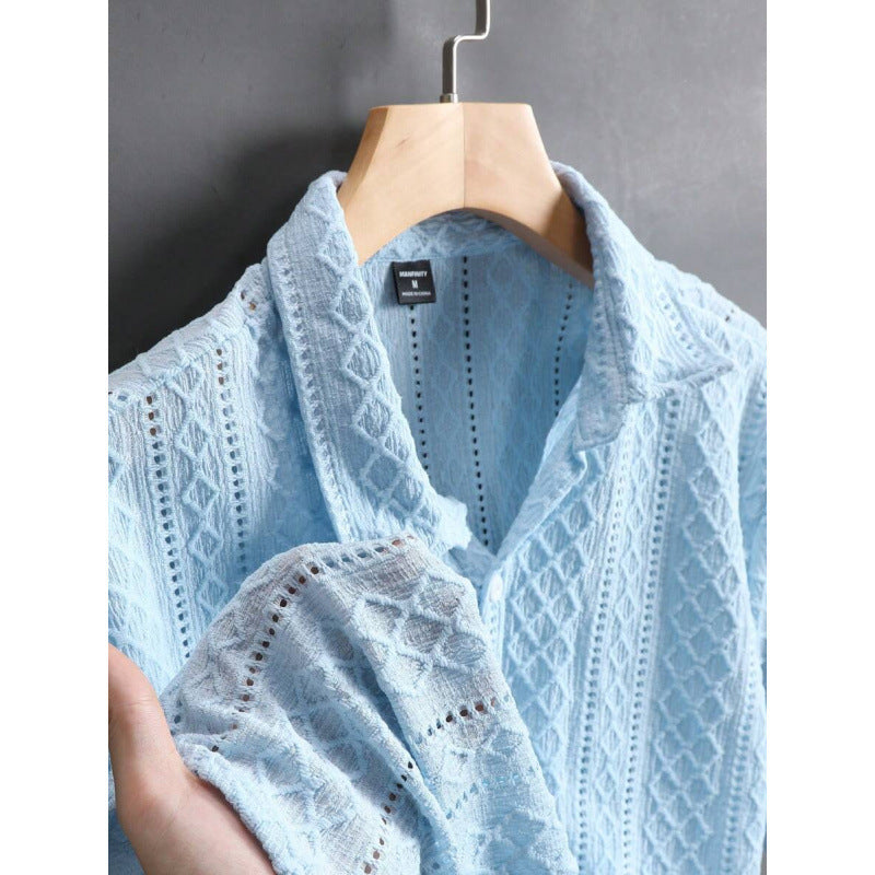 Chemise à manches à bouton occasionnel