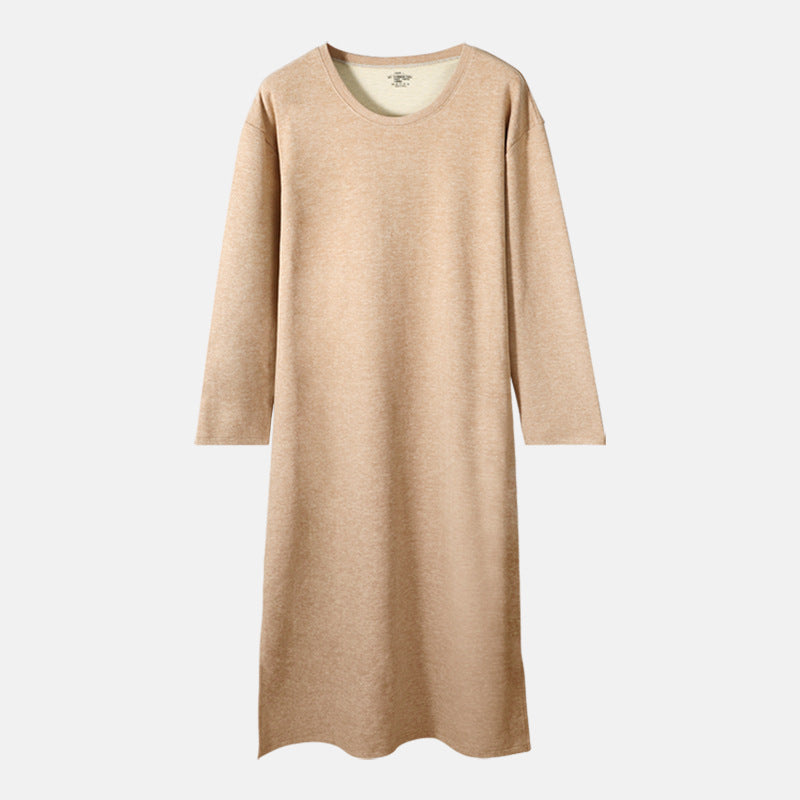 Homme AutomneHiver Manches longues Une piece Robe de nuit Longueur genou Peignoir Longue chemise de nuit