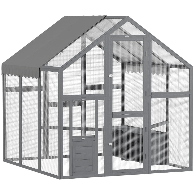Grand poulet en bois avec couverture imperméable et anti-UV