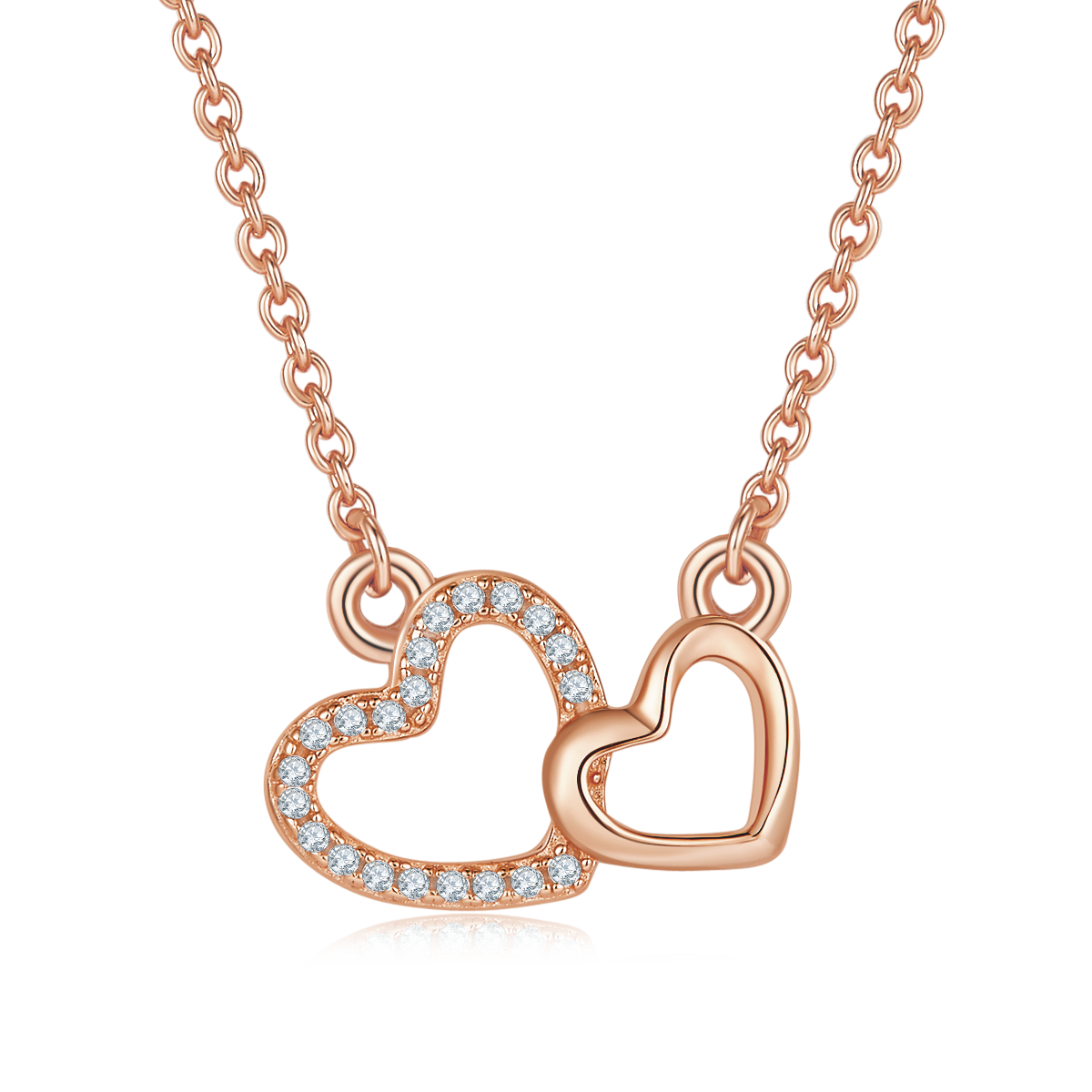 2.6g S925 Sterling Silver Moissanite Heart Necklace 45cm 21 Stone Wrapped Hearts Pendant