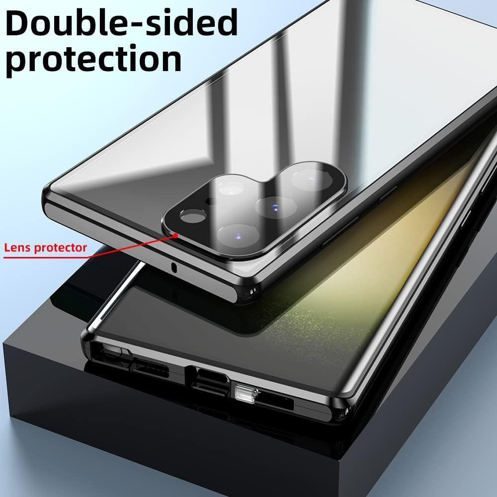 Magnétique King Case Téléphone métal brillant Magnetic HD Peep-proof Buckle miroir résistant à la chute