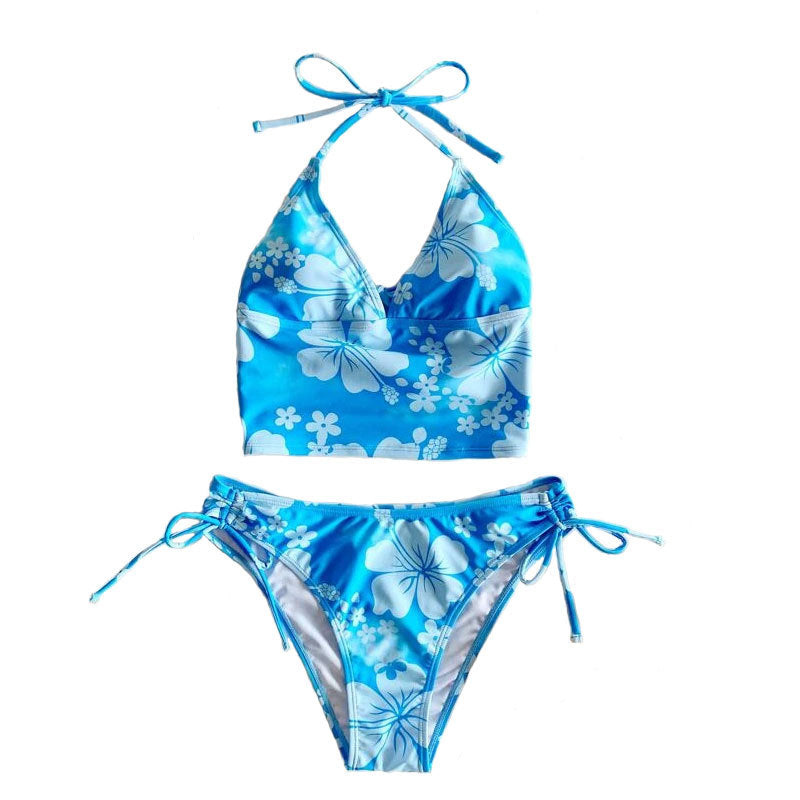 Maillot de bain en bikini à haute hauteur imprimé floral féminin