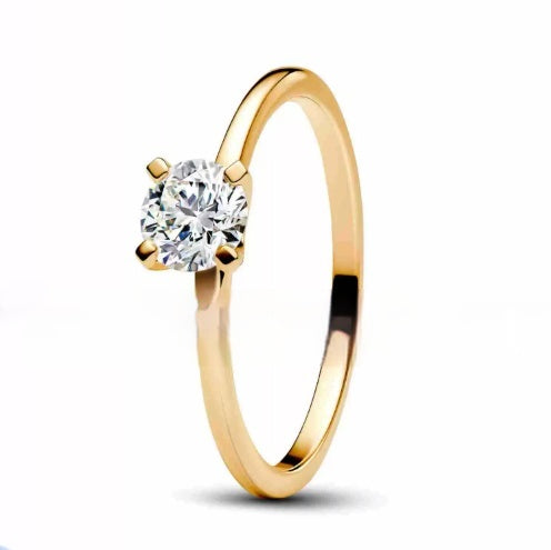 Coin arrondi du vent Moissanite Anneau Or 18K