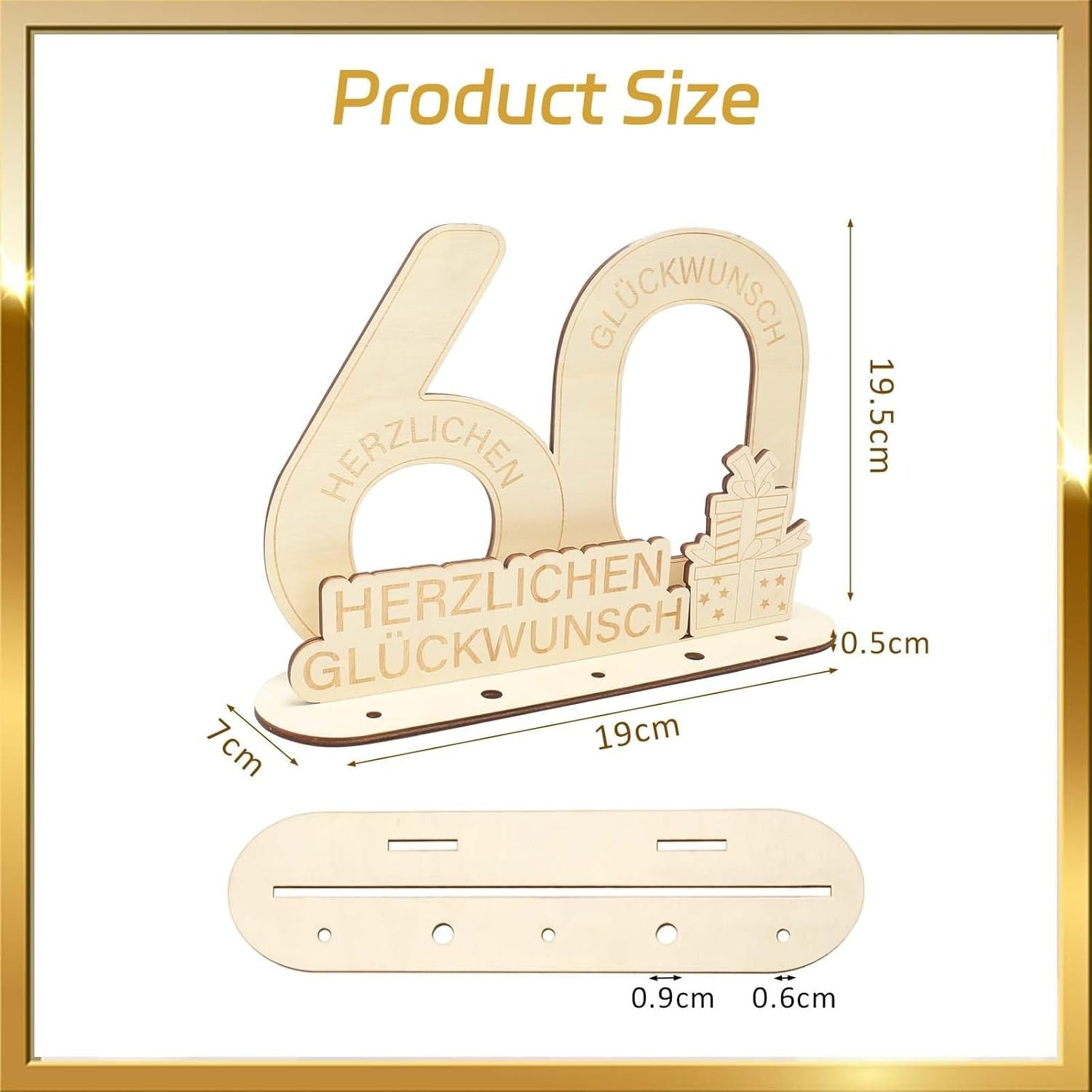 Ornement en bois pour un 60e anniversaire - 1 pièce de mur décoratif ou panneau de table pour anniversaire