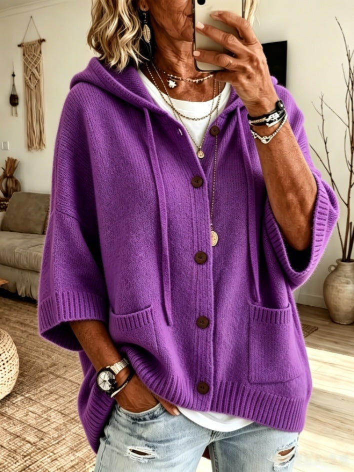 Cardigan à capuchon à manches longues pour femmes