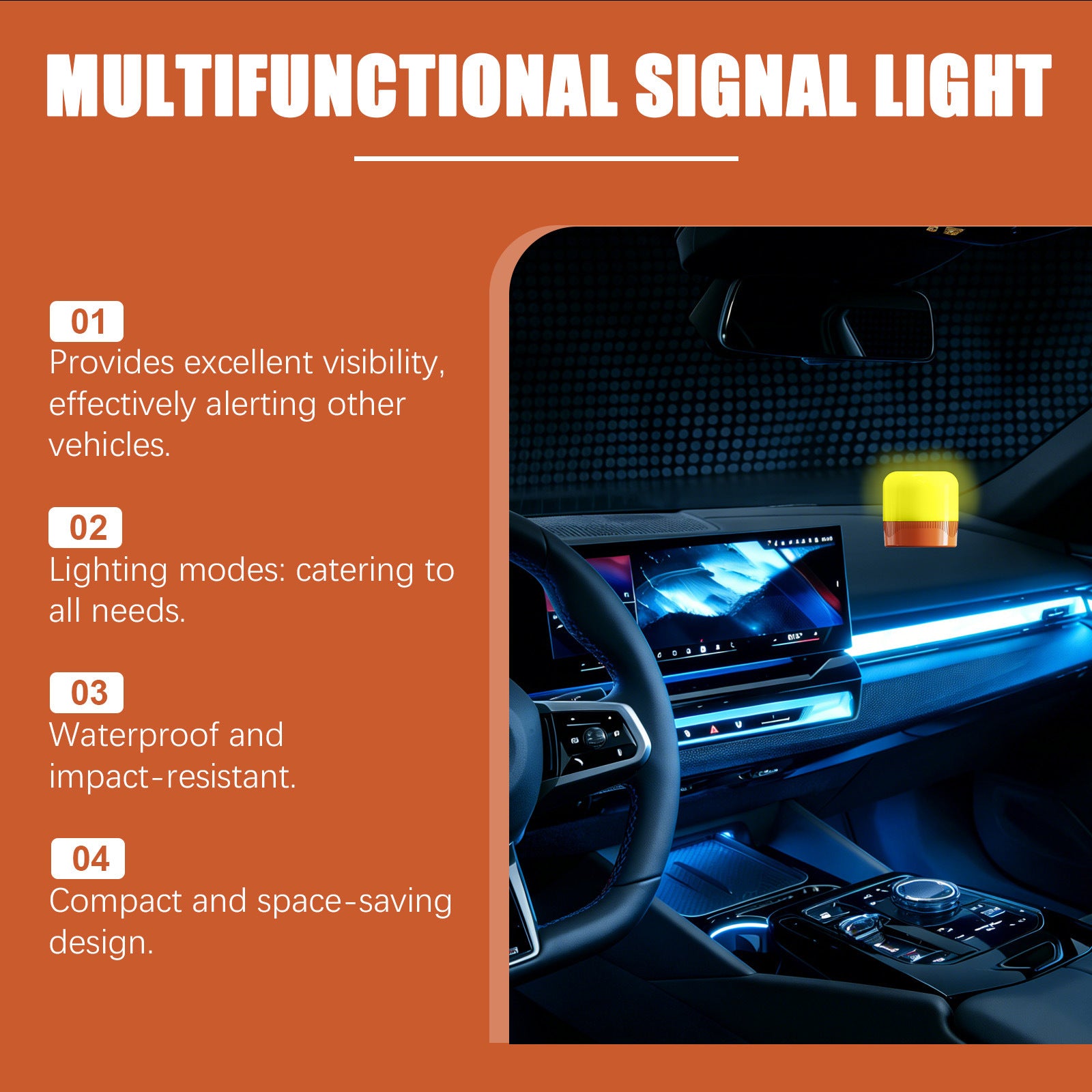 Lumière de signalisation de secours multifonctionnelle avec fonction intermittente étanche Pp