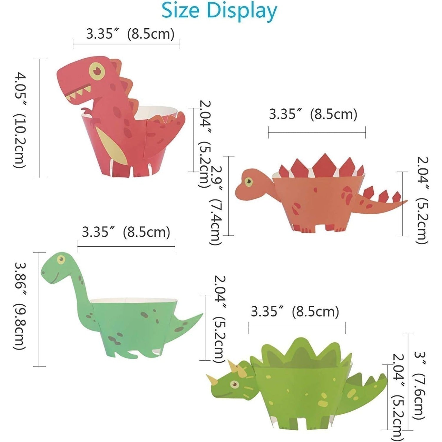 Ensemble de 48 pièces de mini cupcake de Dinosaur et rappeurs