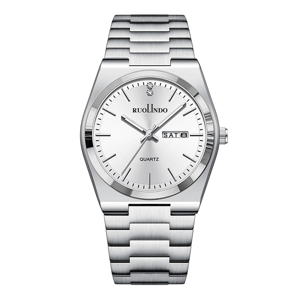 Double calendrier Avancé en acier inoxydable Lumineux hommes montre