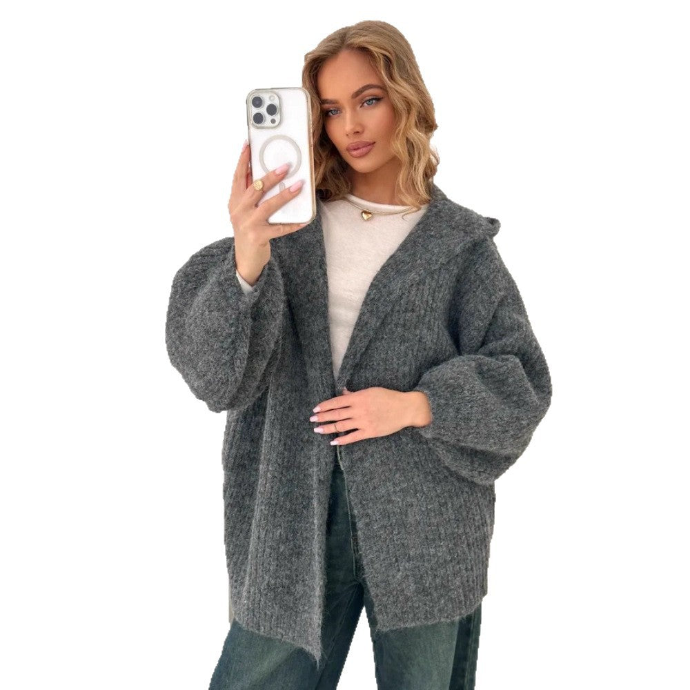 Chandail à capuchon long Chandail Cardigan épais