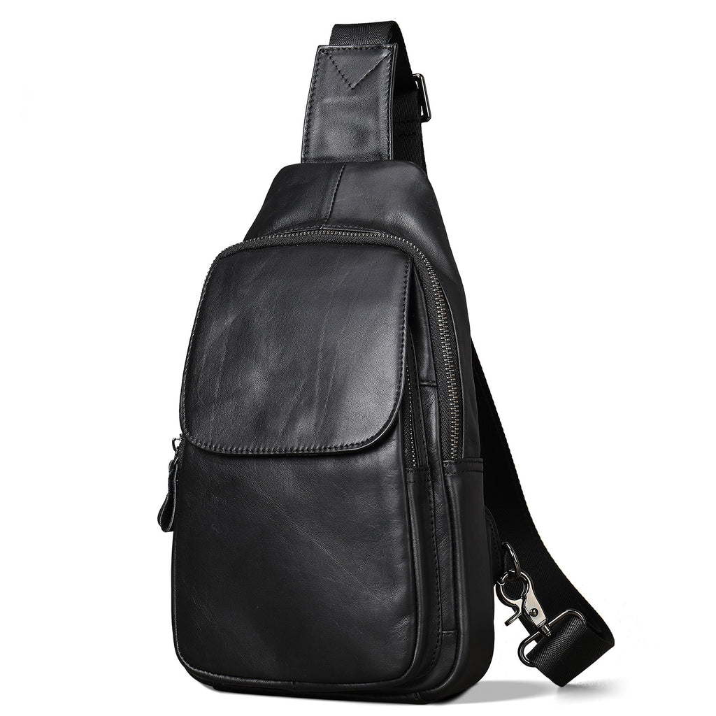Sac de poitrine en cuir véritable pour homme