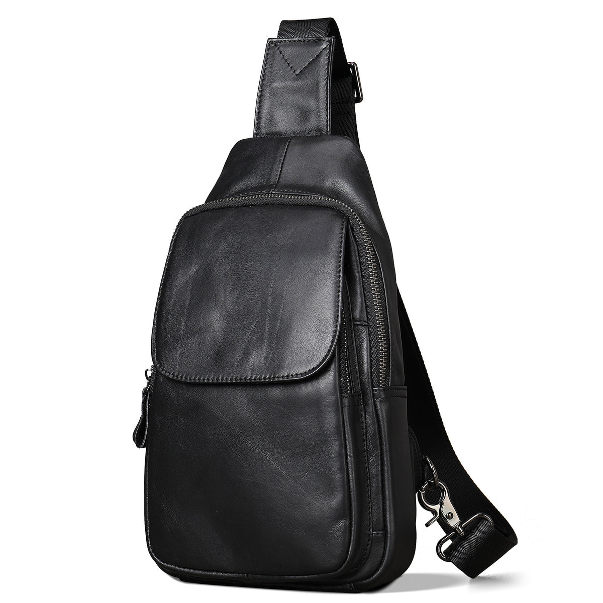Sac de poitrine en cuir véritable pour homme