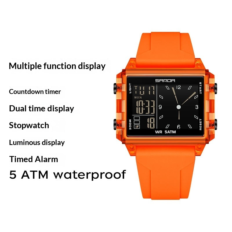 Montres de sport carrées avec écran électronique étanche
