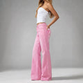 Pantalon à large jambe à taille moyenne avec un détail Bow