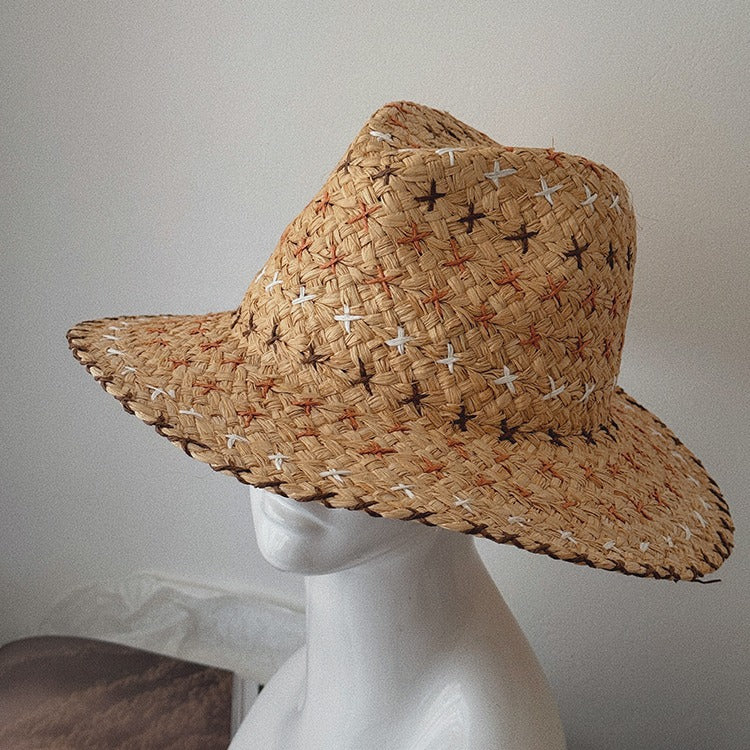 Rétro Personnalité Western Cowboy Style Chapeau de paille