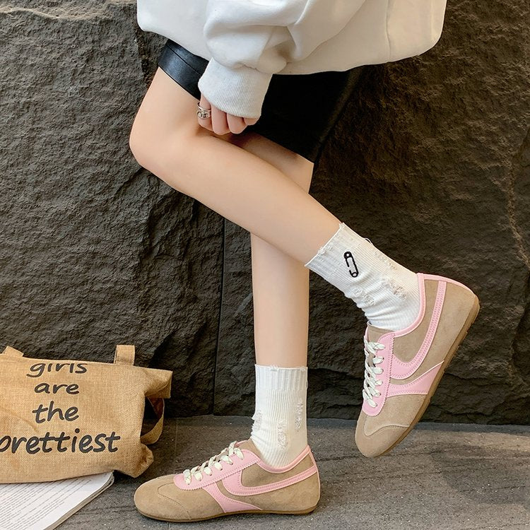 Femmes Contraste panneau Suede Retro Sneakers