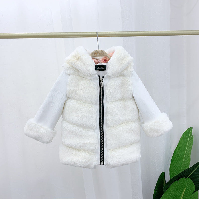 Manteau de coton pour enfants Rex Rabbit Manteau de fourrure à capuche