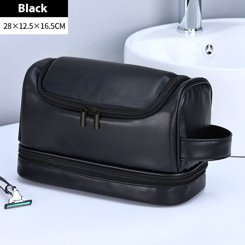 Leather Cosmetics Sac de rangement Travel Sac de toilette Portable Hommes Business Simplicité Porta