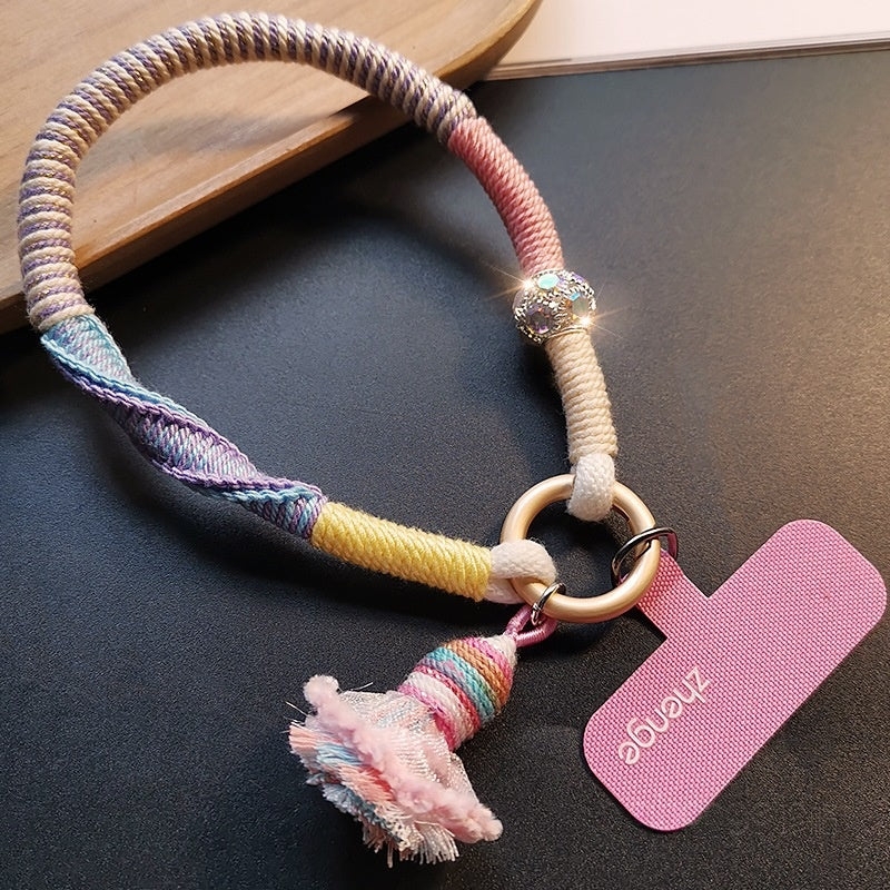 Pendentif en tassel de couleur contrastante tissé à la main Lanyard de téléphone robuste et durable